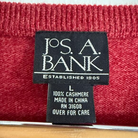 JOS A BANK | Deep red Cashmere V Neck Sweater Burgundy Rust Red | Size Large - Picture 2 of 4